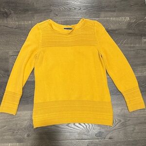 Karen Scott Golden Yellow Ribbed-Trim Crewneck Sweater